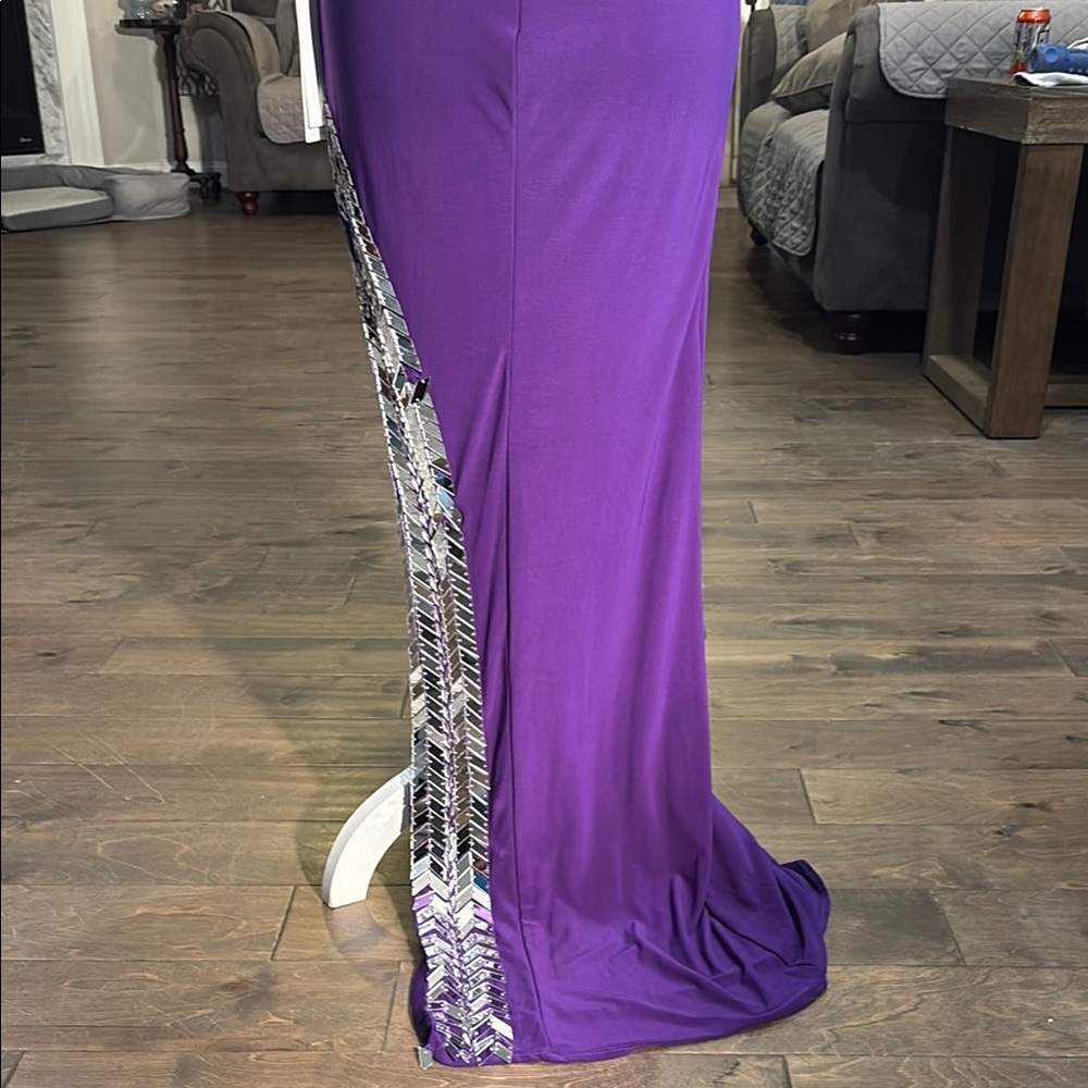 Mac Duggal Purple Asymmetrical One-Shoulder Gown - Picture 5 of 13